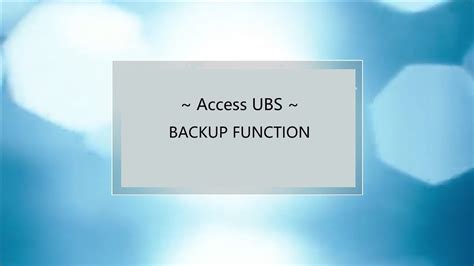 ubs backup access card